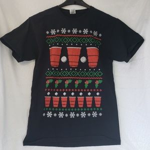 Ugly Christmas beer pong T-shirt